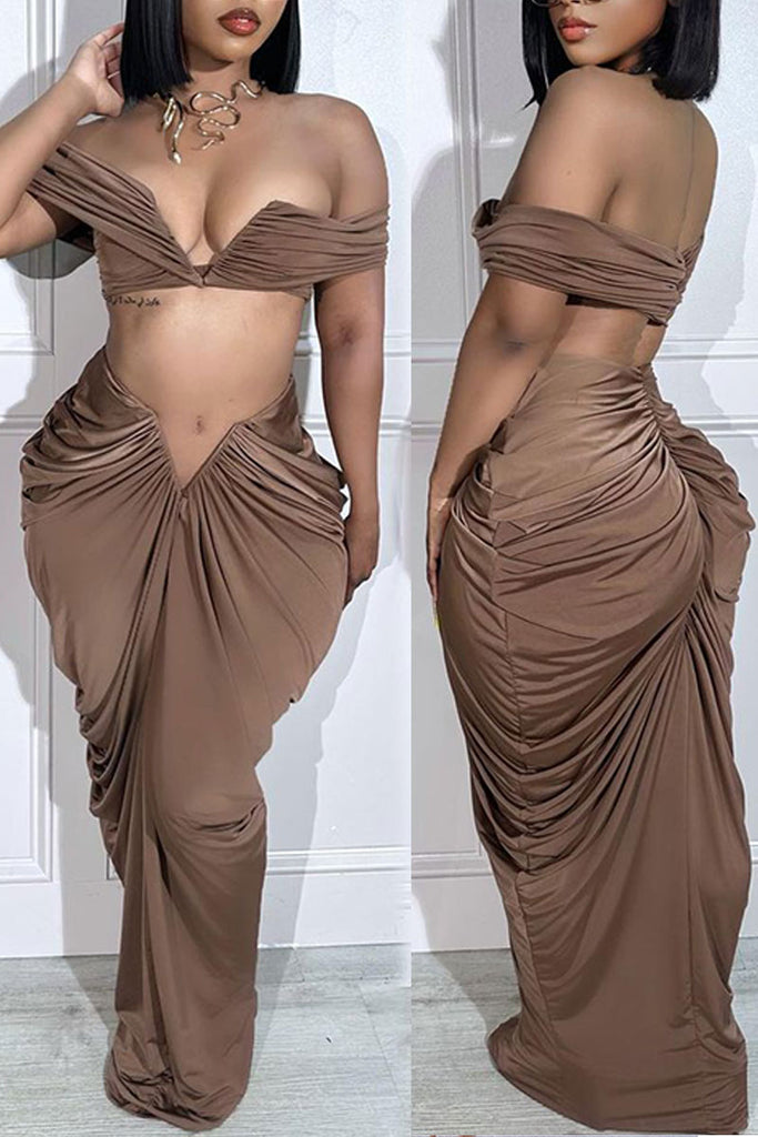 Sexy Elegant Fold Strapless Two Pieces