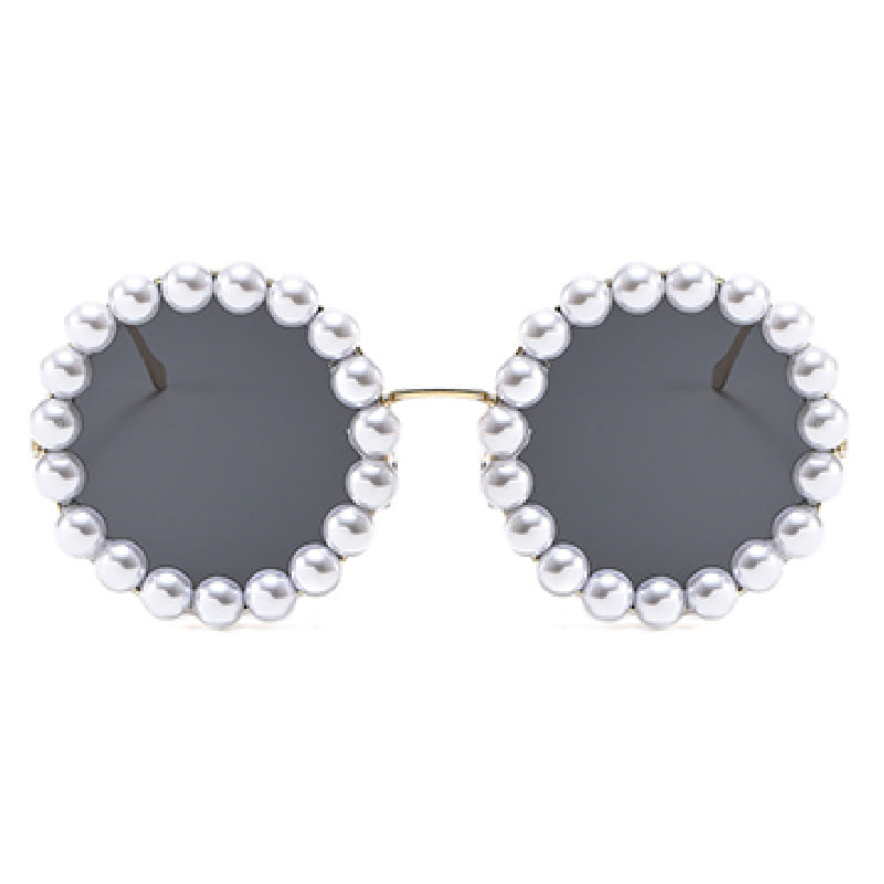 Casual Daily Patchwork Pearls Decor Sunglasses