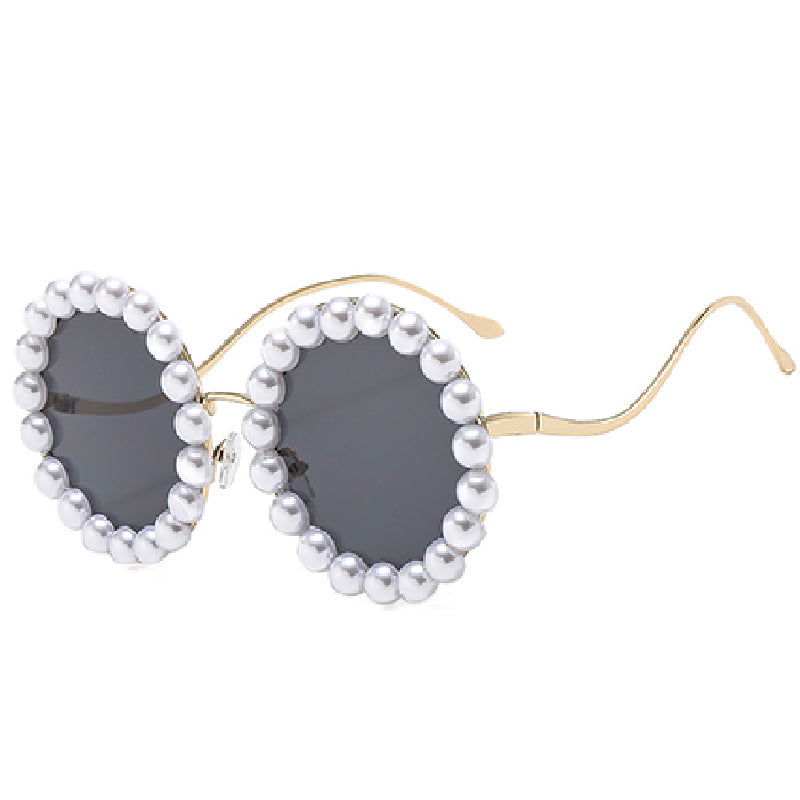 Casual Daily Patchwork Pearls Decor Sunglasses