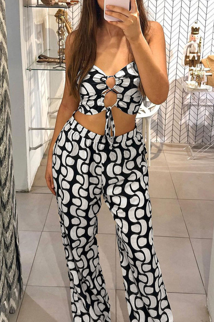 Casual Street Daily Vacation Print Spaghetti Strap Sleeveless Two Pieces