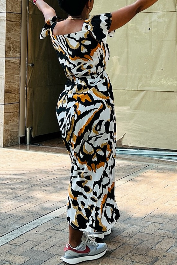 Daily Animal Print Pocket Off Shoulder Long Dresses