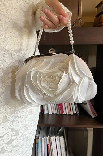 Daily Solid Color Pearls Decor Flower Shape Bags