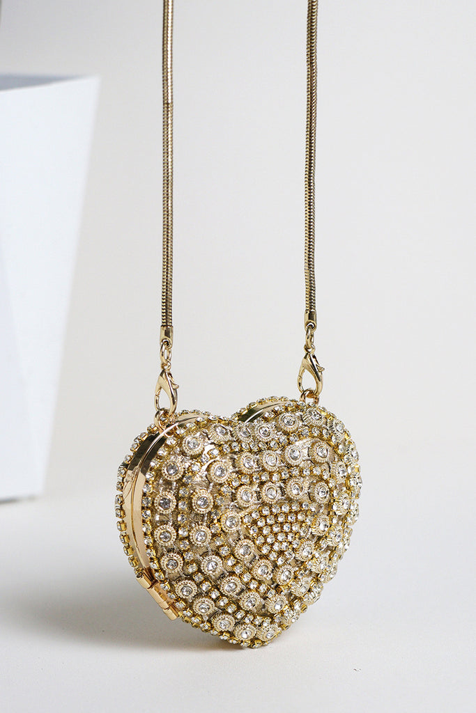 Daily Heart Shaped Rhinestone Decor Bags