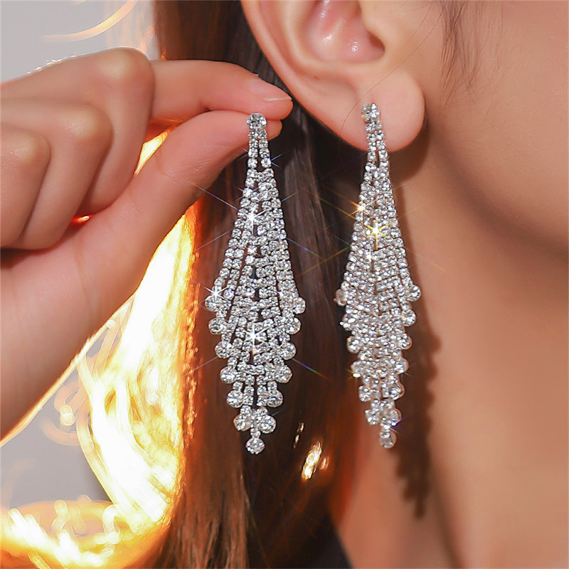 Daily Party Rhinestone Patchwork Earrings