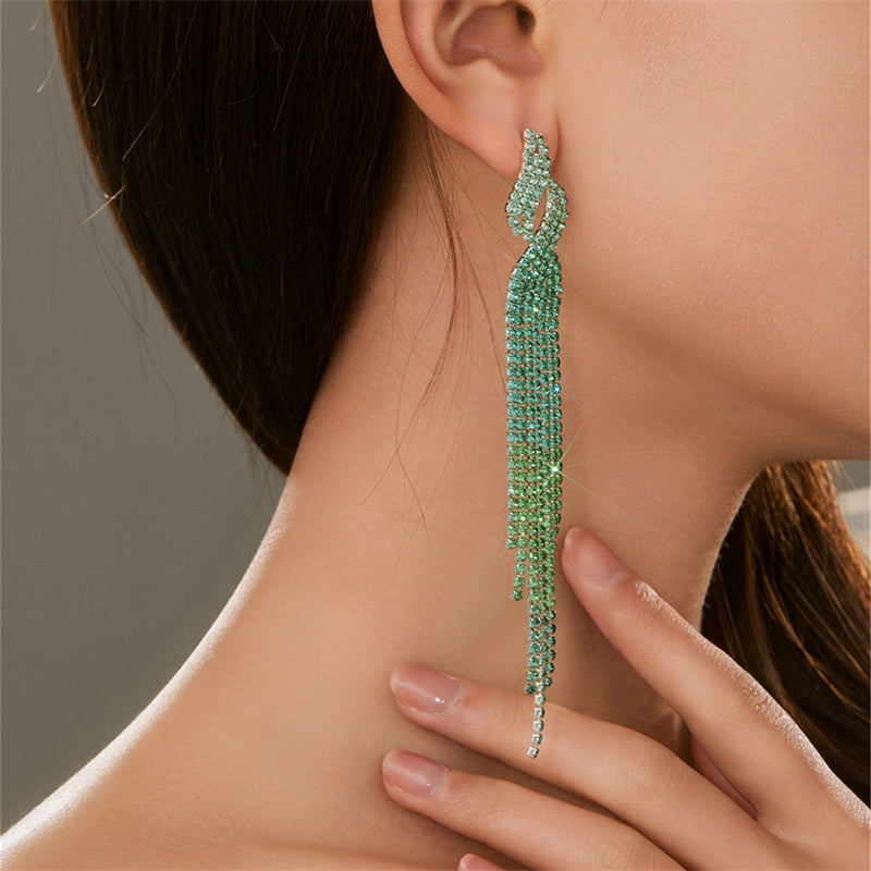 Daily Party Rhinestone Tassel Earrings