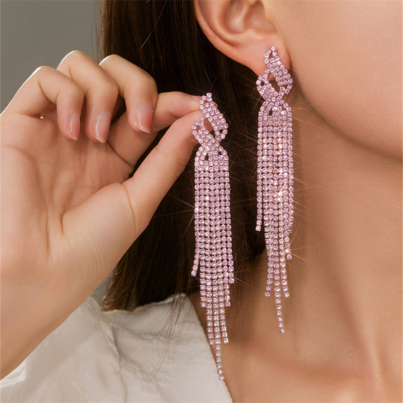 Daily Party Rhinestone Tassel Earrings