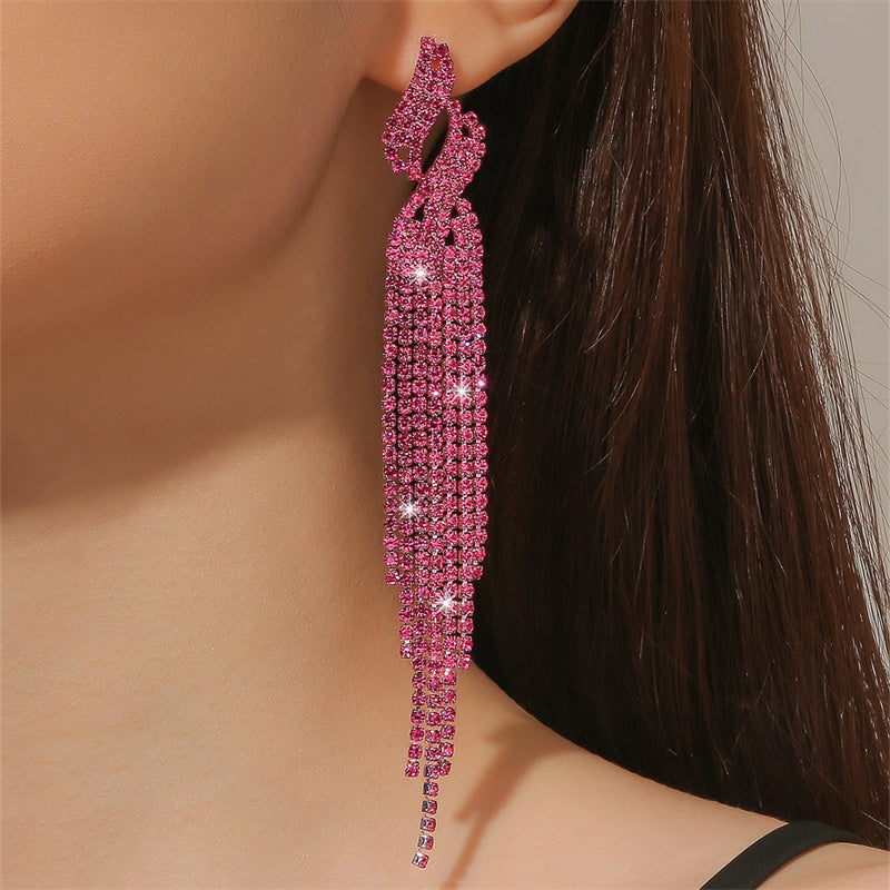 Daily Party Rhinestone Tassel Earrings