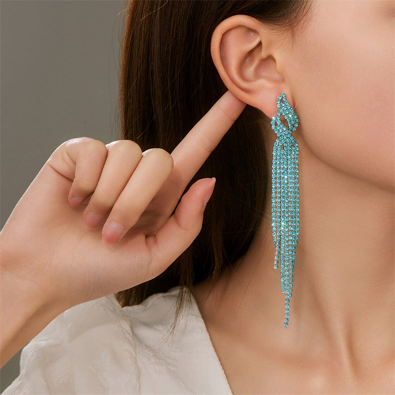 Daily Party Rhinestone Tassel Earrings