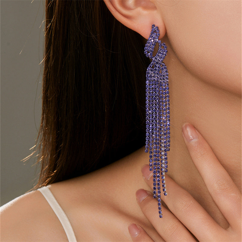 Daily Party Rhinestone Tassel Earrings