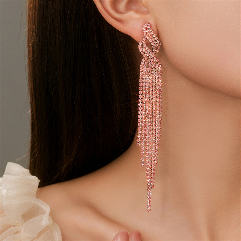 Daily Party Rhinestone Tassel Earrings