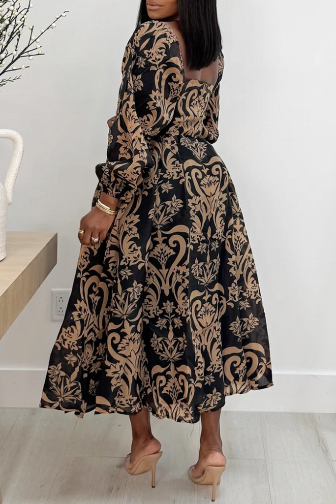 Casual Print Basic Square Neck A Line Dresses