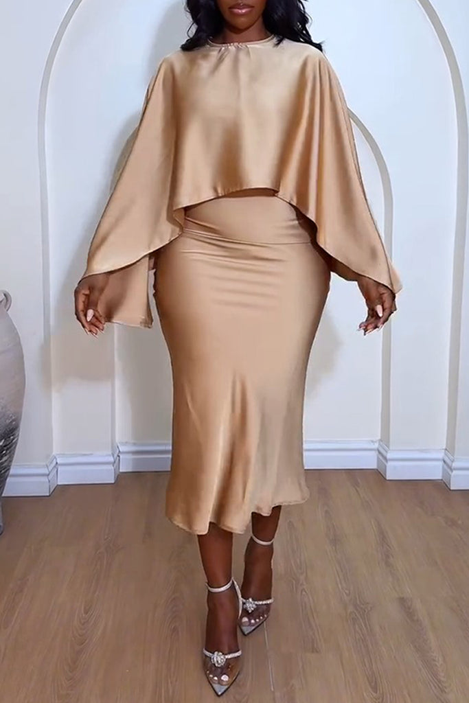 Sexy Solid Color Basic O Neck Long Sleeve Two Pieces