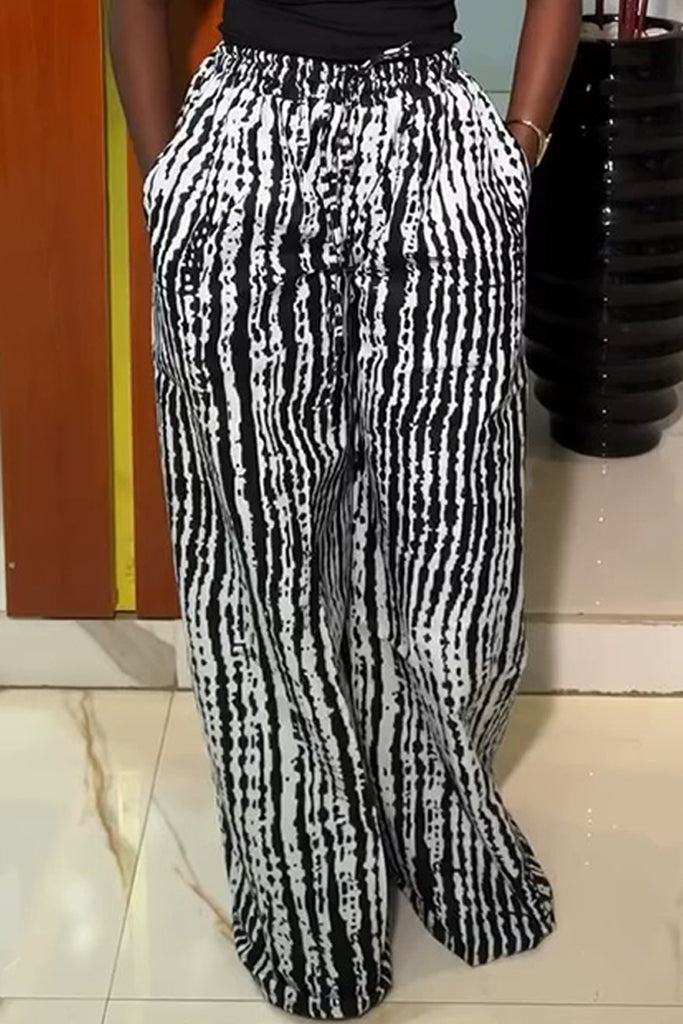 Casual Daily Print Basic Regular High Waist Conventional Full Print Trousers