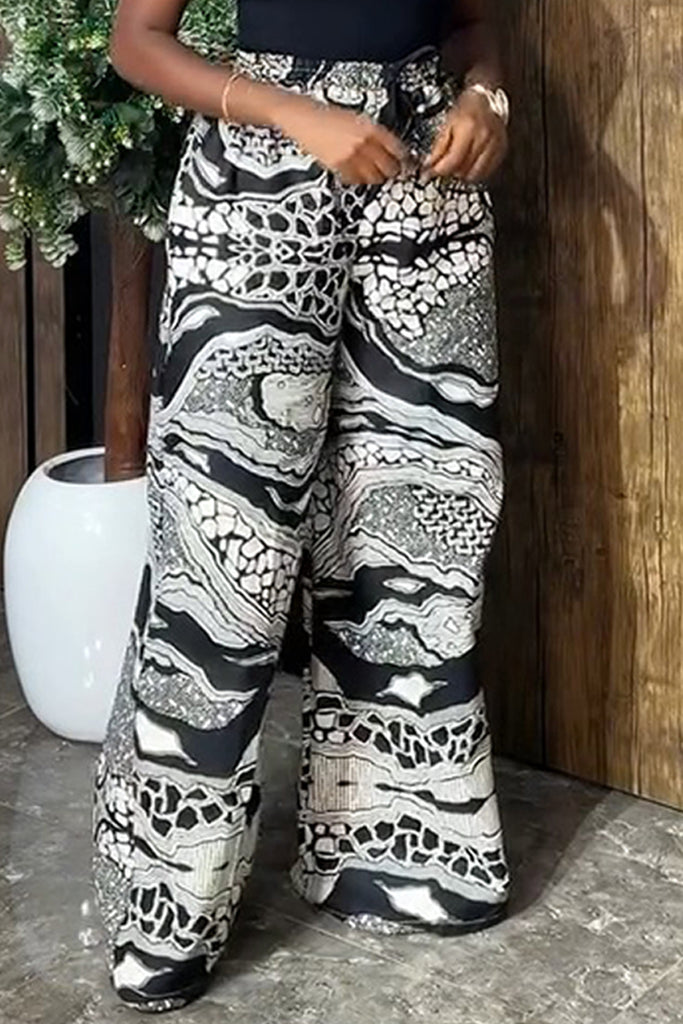 Casual Daily Print Basic Regular High Waist Conventional Full Print Trousers