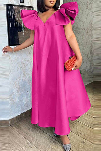 Vintage Solid Color Sexy V-Neck Casual Maxi Dress