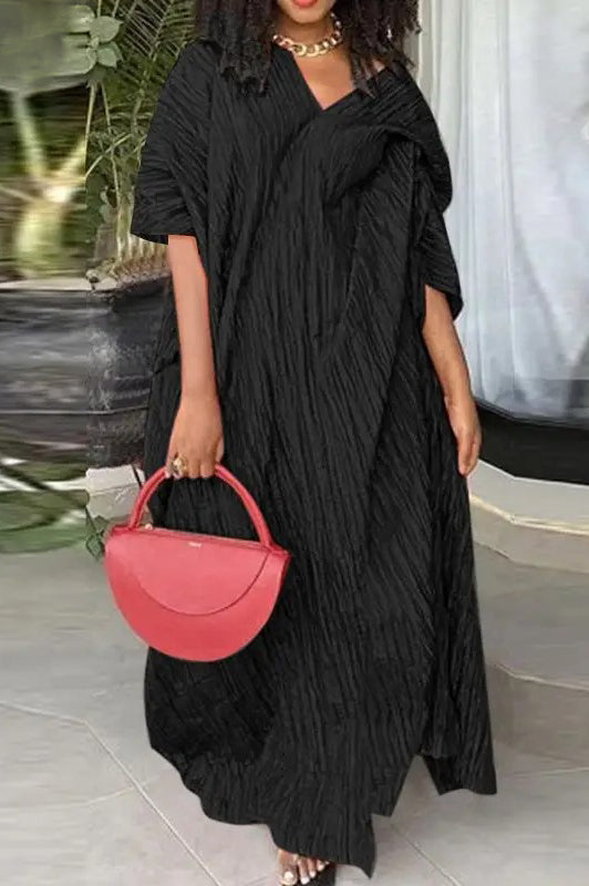 Elegant Solid Color Oversized Casual Loose Party Maxi Dress