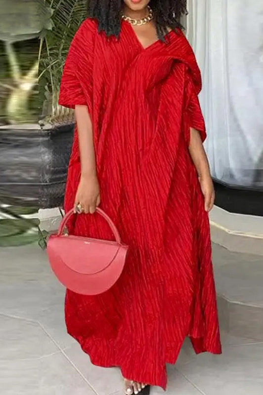 Elegant Solid Color Oversized Casual Loose Party Maxi Dress